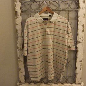 GREG NORMAN BROWN STRIPED S/S MENS POLO SHIRT -XXL